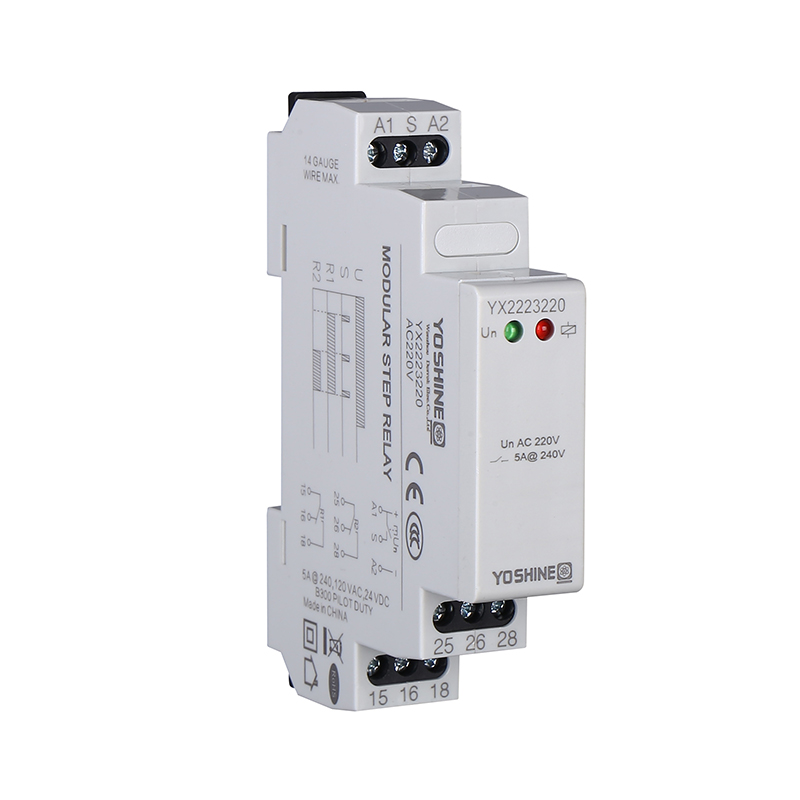 YOSHINE Monostable Output Relay DPDT AC220V Din Rail Stepping Relay